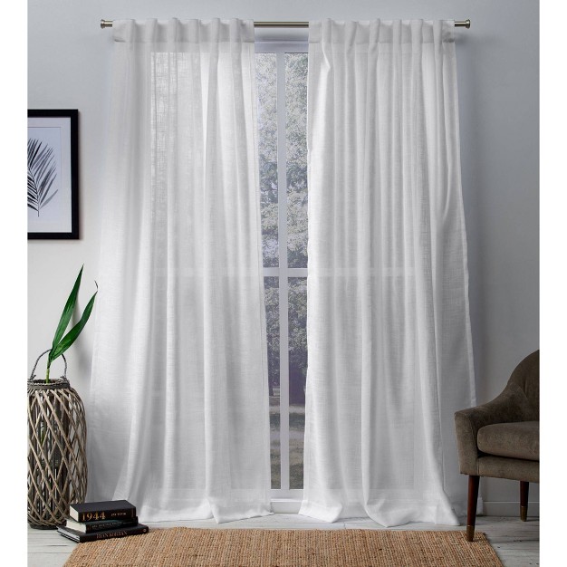 Set Of 2 Bella Sheer Hidden Tab Top Curtain Panels Exclusive Home