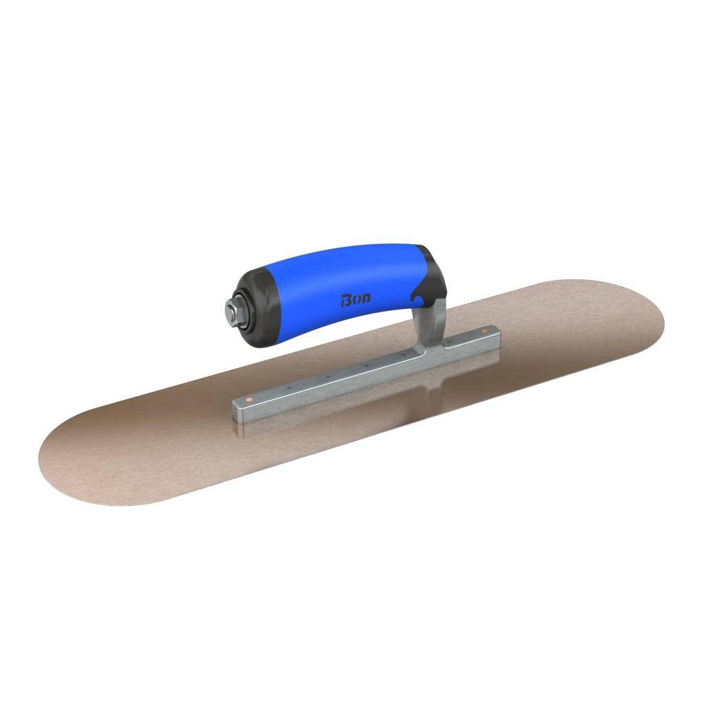 Bon Tool 16 in. x 4 in. Golden Stainless Steel Round End Pool Trowel with Comfort Wave Handle and Short Shank 67-106