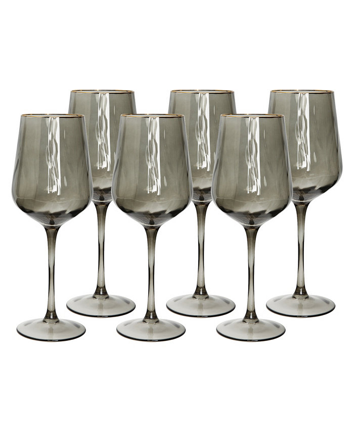 Classic Touch Gray Wine Glasses Set of 6