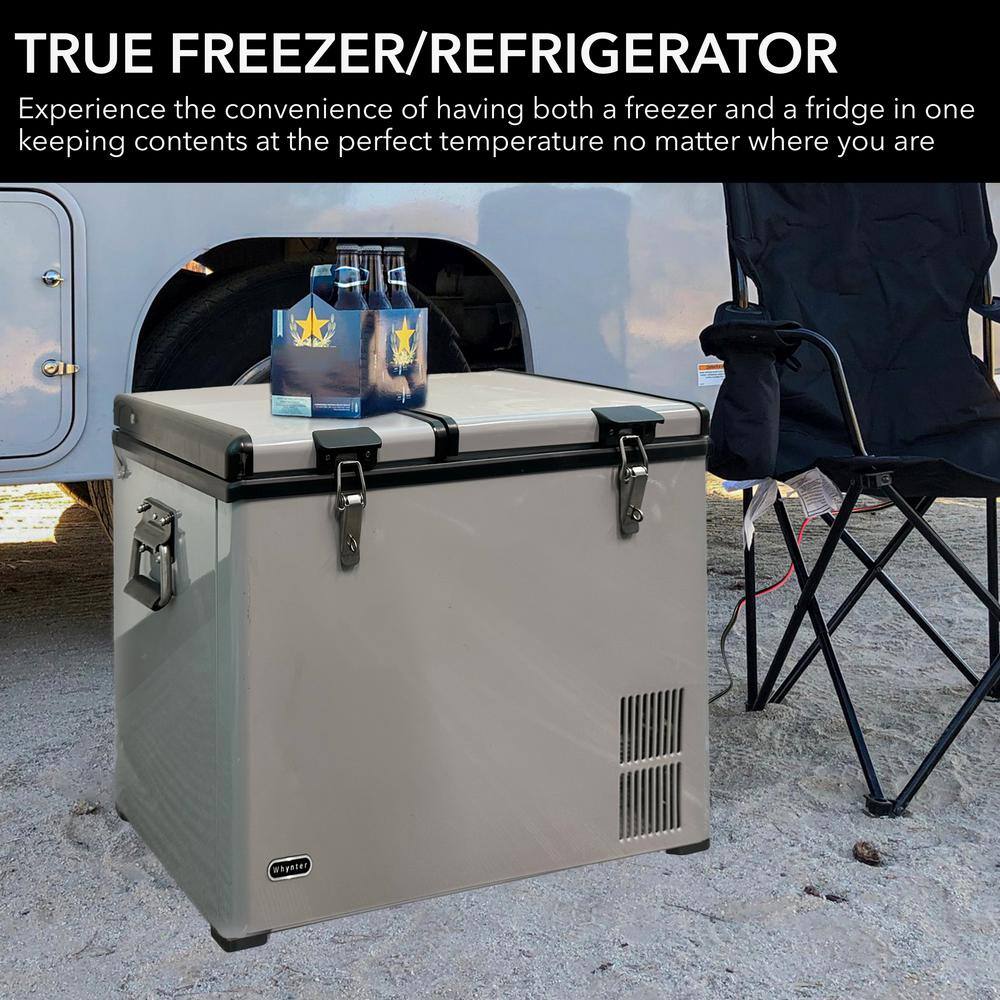 Whynter 90 Quart Dual Zone Portable FridgeFreezer with 12V Option and Wheels FM-901DZ