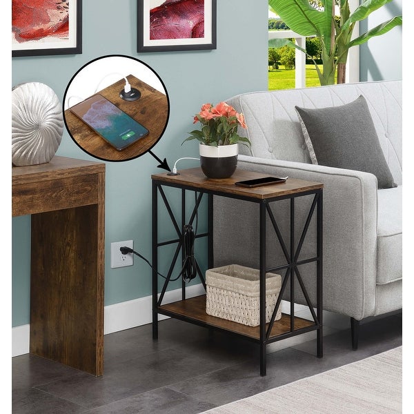 Carbon Loft Star Chairside Table with Charging Station