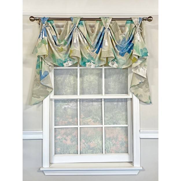 Rlf Home Linen Floral Victory Swag Natural 54 quot w X 26 quot l For Windows Up To 48 quot w