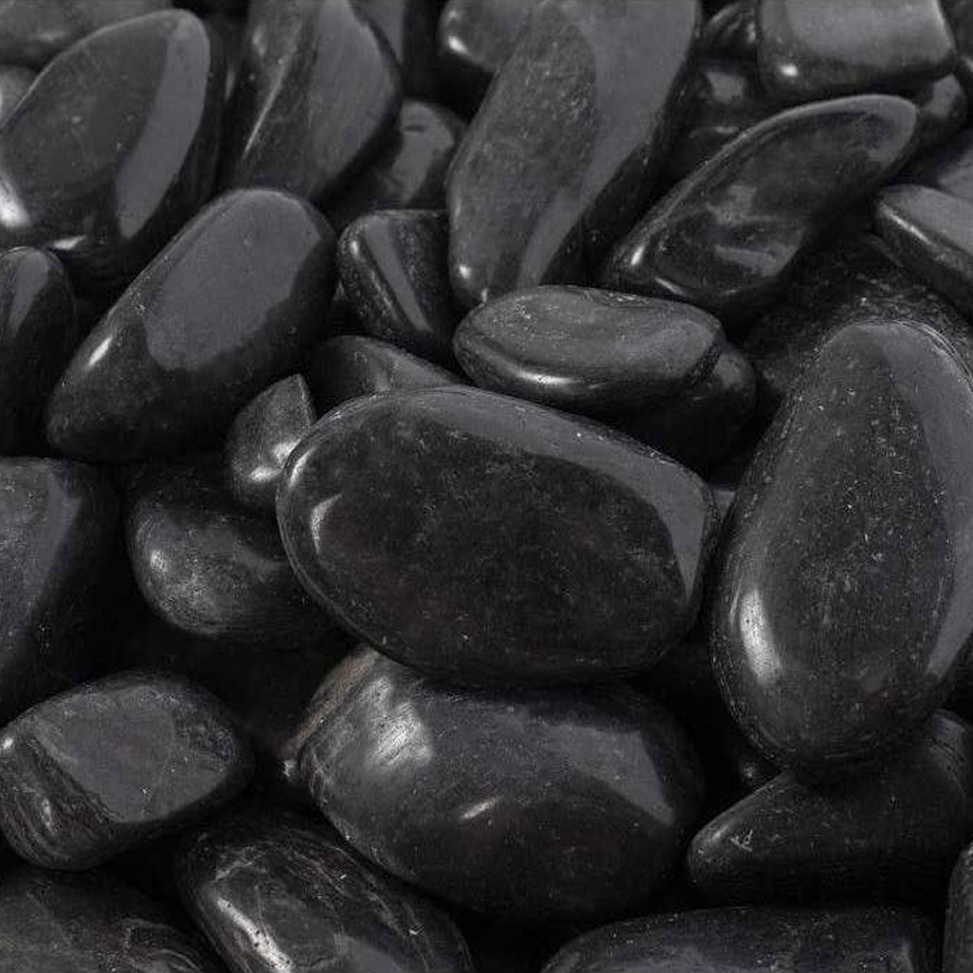 Rainforest, Outdoor Decorative Stone, Super Polished Pebbles, Black, 20lbs.