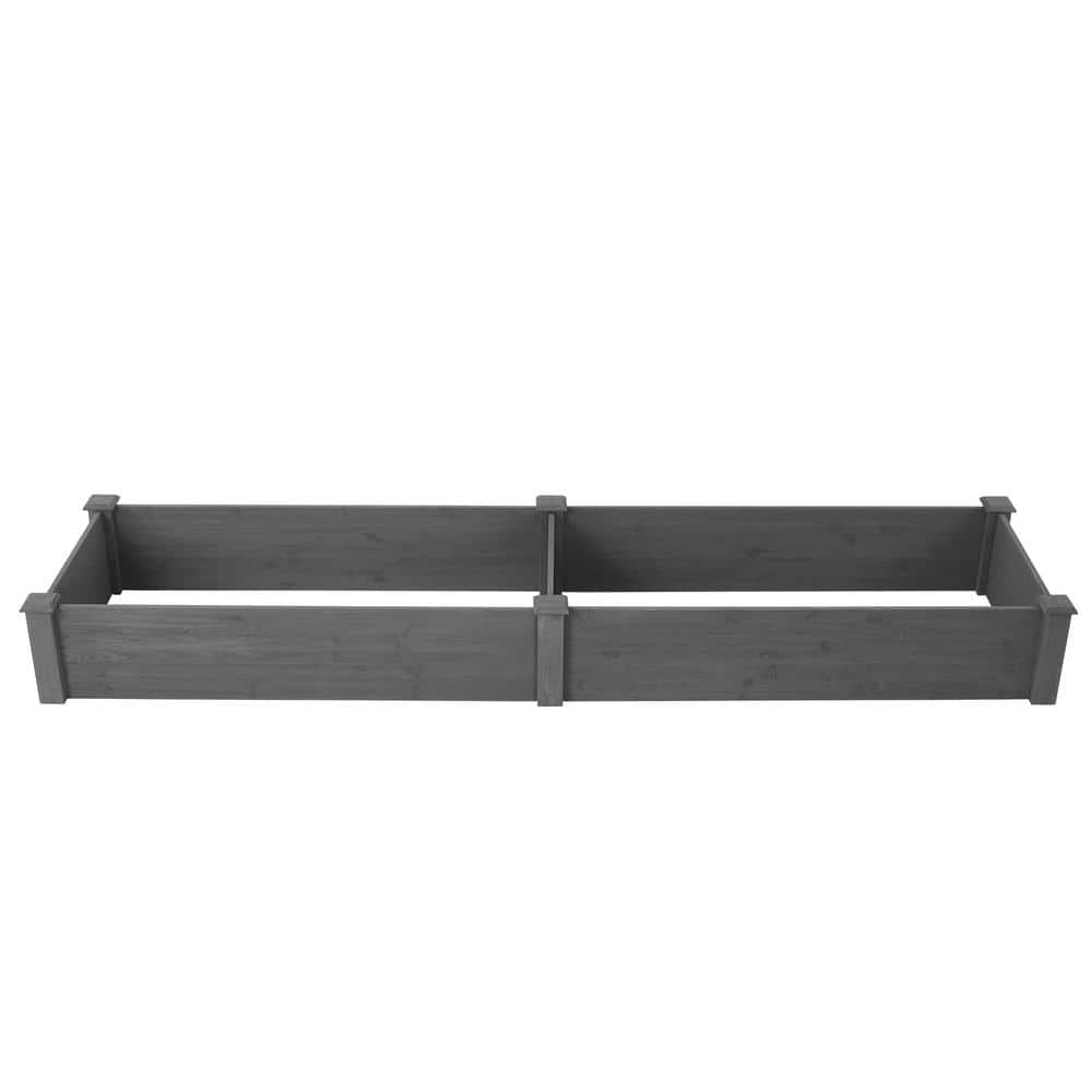 Siavonce 10 in. x 28 in. x 96 in. Gray Over Ground Wooden Raised Garden Bed Large Long Planter Box for Outdoor Tool-Free Assembly DJ-ZX-D46981261