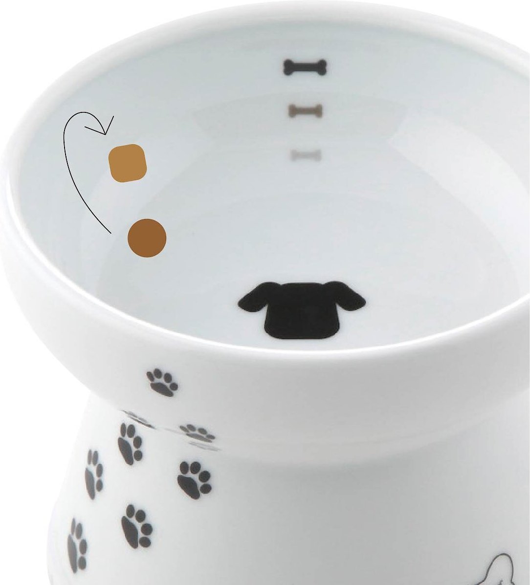 Necoichi Ceramic Elevated Dog Food Bowl， 1.5-cup