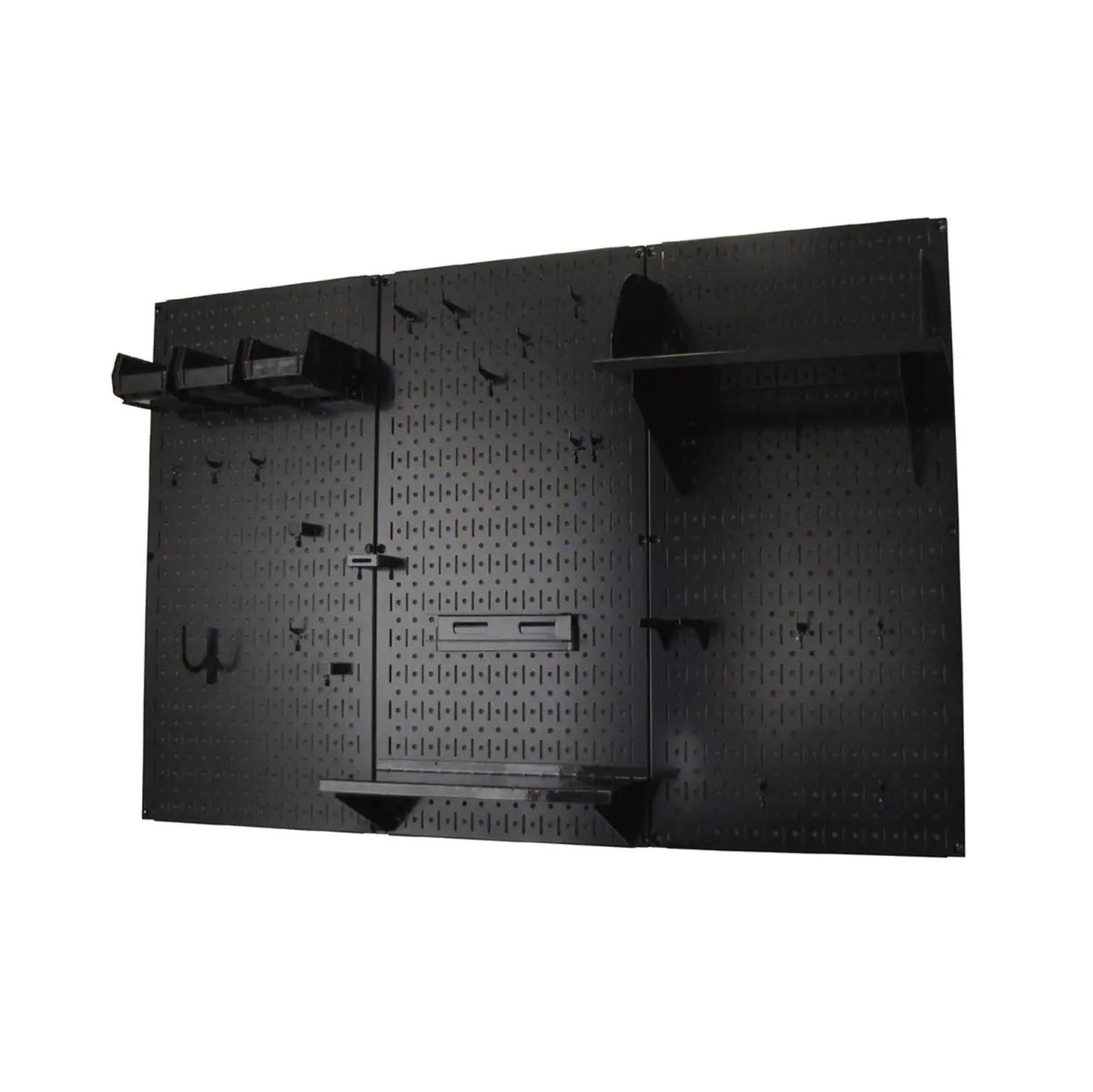 Wall Control 32 in. x 48 in. Metal Pegboard Standard Tool Storage Kit With Black Pegboard And Black Peg Accessories