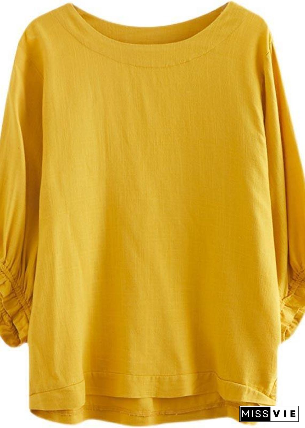 Women Yellow Ruffled Cotton Summer Shirt Top