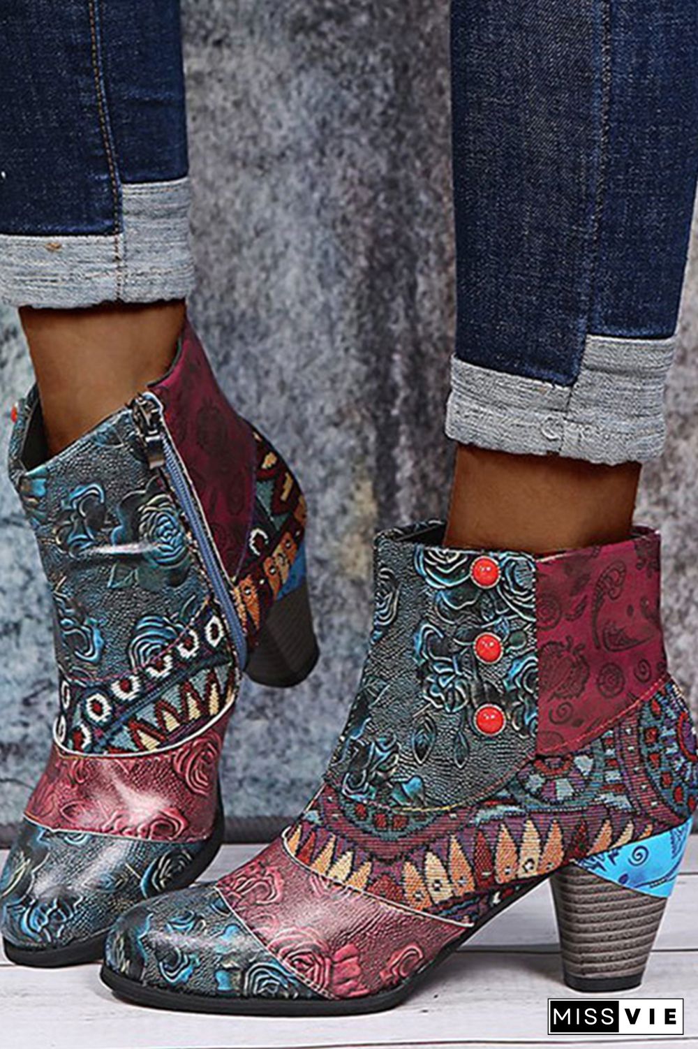 Boho Chunky Heeled Boots Women Wholesale