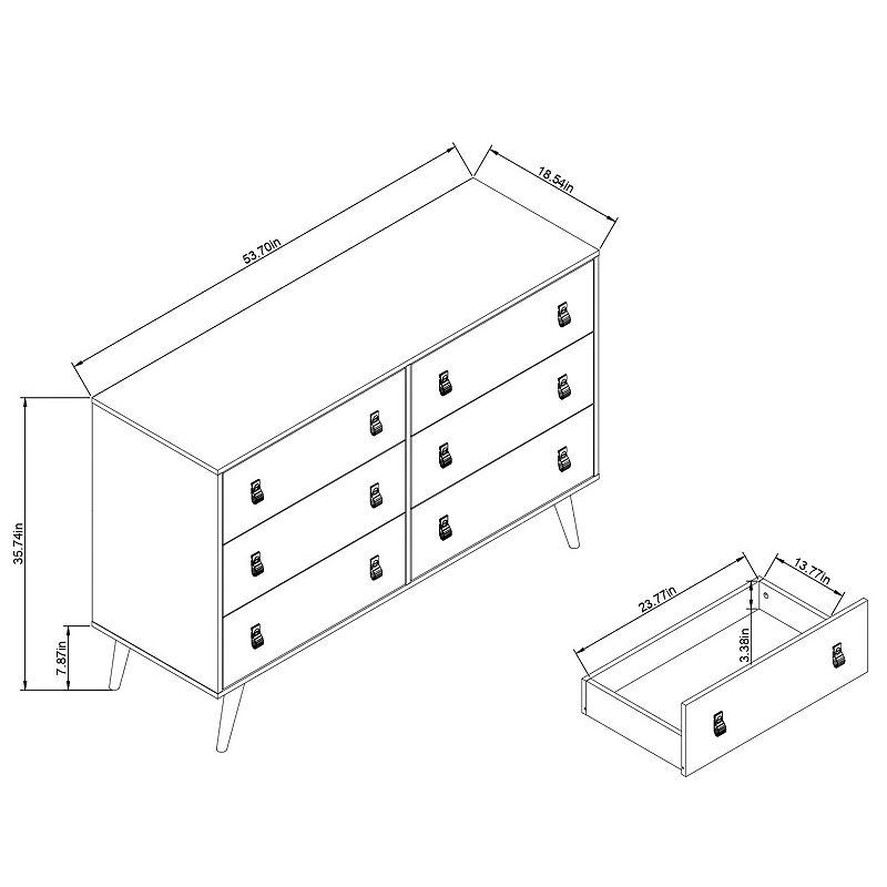 MANHATTAN COMFORT Amber Double 6-Drawer Dresser