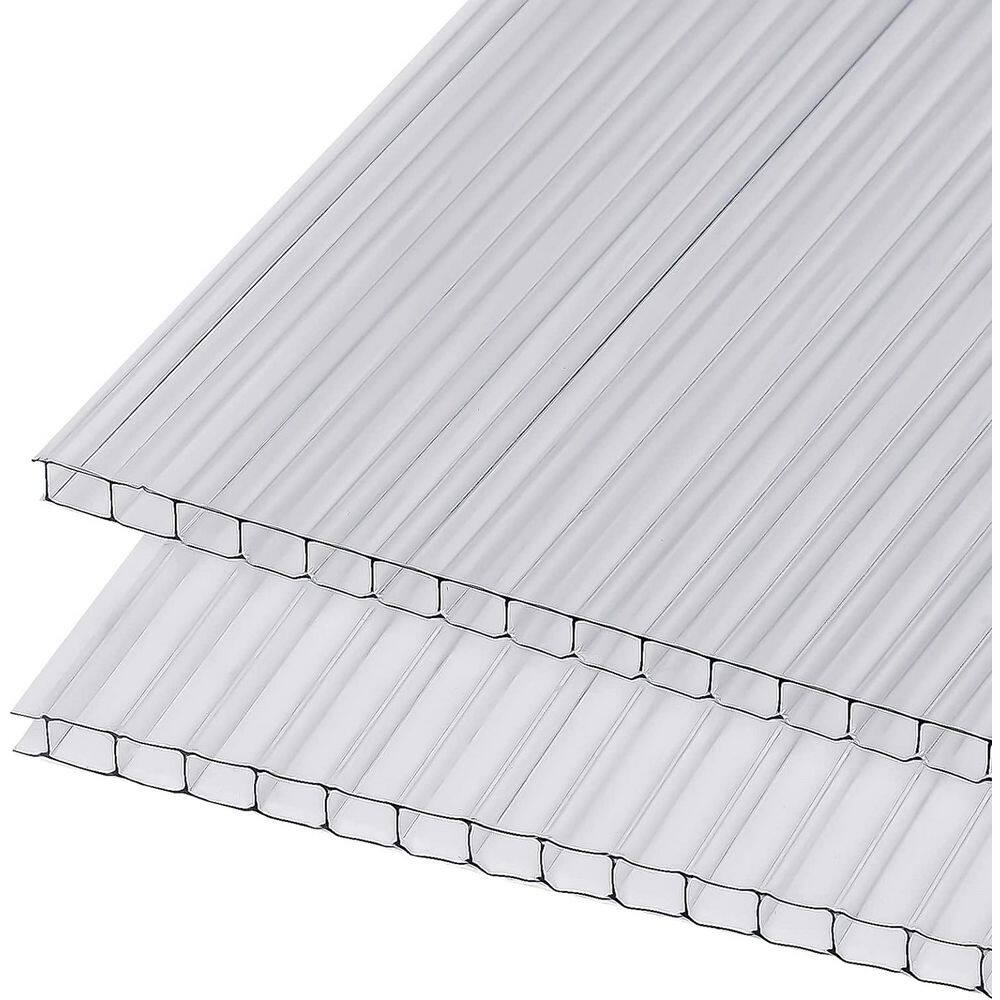 Ejoy 72 in. L x 27.5 in. W x 0.31 in. Corrugated Polycarbonate Plastic Clear Twin Wall Roofing Panel (Set of 8-Piece) TwinWall_TWPSC72x24_8mm_8pc