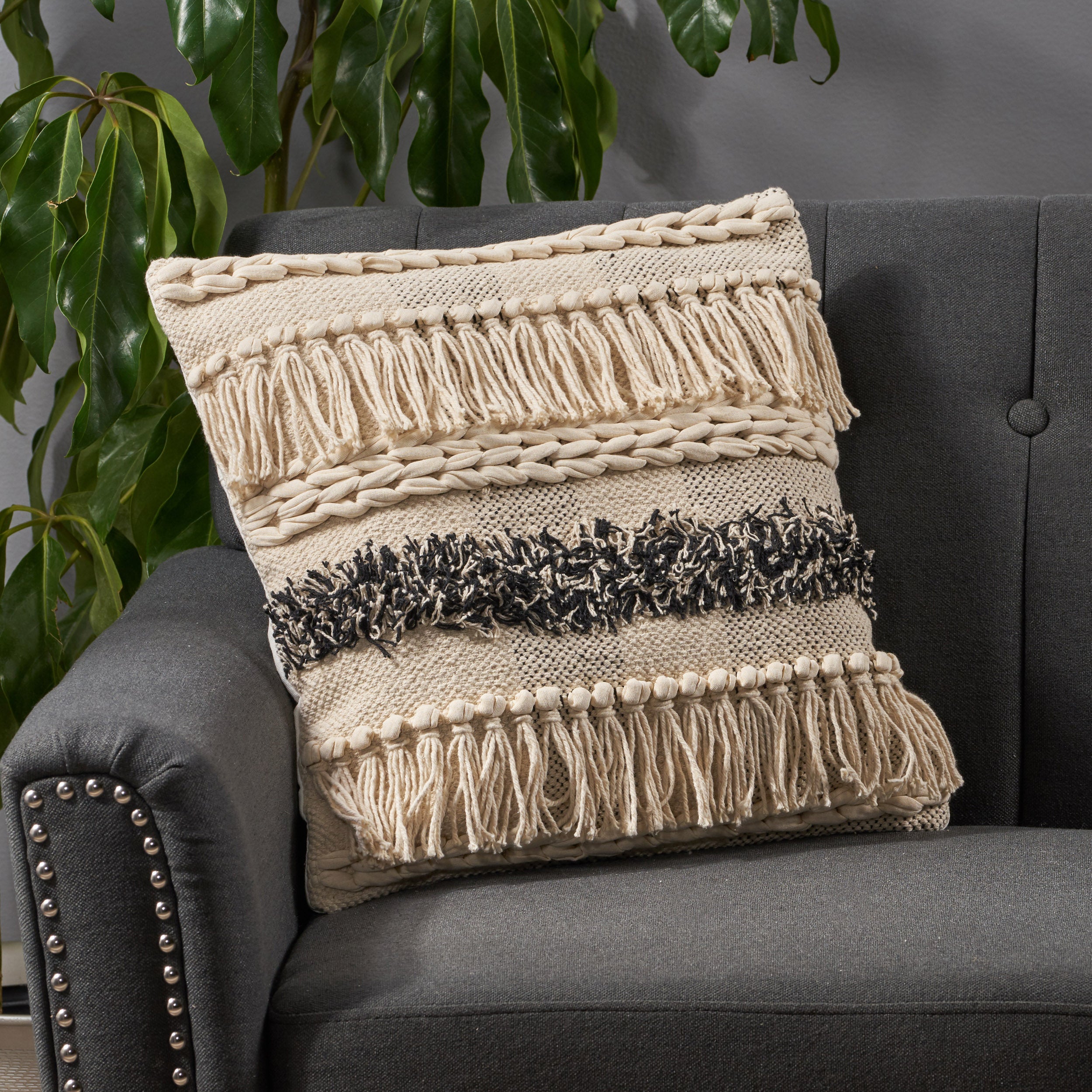 Stella Boho Cotton Throw Pillow