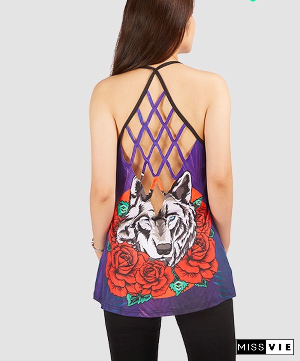 Wolf Suicide Awareness I Have Overcome Summer Gift Tank Top Criss Cross For Women Polyester S-5XL