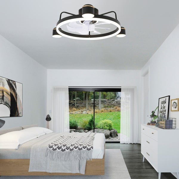 Oaks Aura 28in. LED Starry Night Smart App Control Low Profile Ceiling Fan Flush Mount Dimmable Lighting Shopping - The Best Deals on Ceiling Fans | 40786725