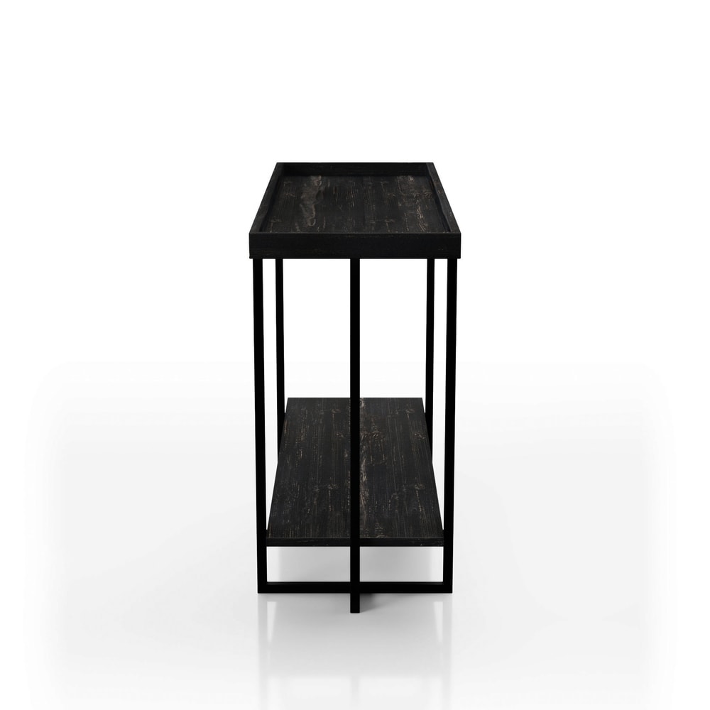 Alivia Rustic Black 47 inch Steel 1 Shelf Sofa Table by Furniture of America