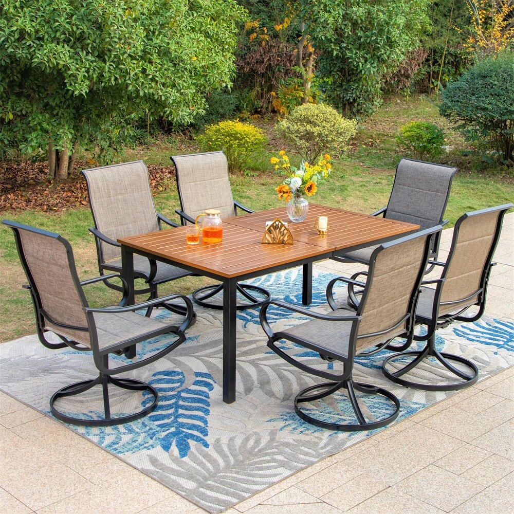 Patio Dining Set  Sling Patio Swivel Dining Chairs and 1 Metal Dining Table