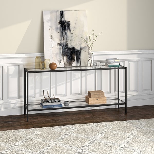 Hera 64'' Wide Rectangular Console Table with Glass Shelf