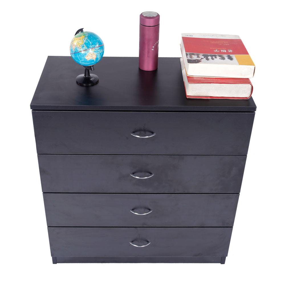 SalonMore Nightstand, Bedroom Storage, Bedside Table, End Table with 4 Drawers, Black