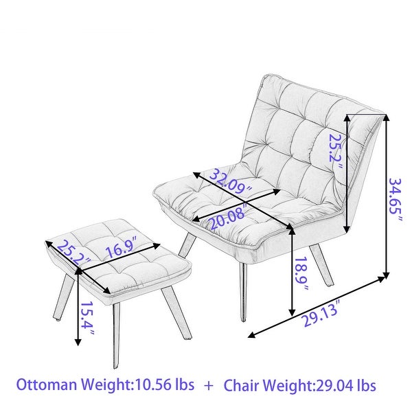 White Soft Teddy Fabric Accent Leisure Chair With Ottoman Black Legs