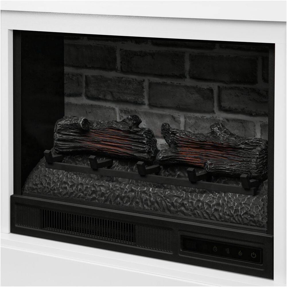 StyleWell Spruce Hallow 48 in. Freestanding Electric Fireplace TV Stand in White HDFP48-55AE