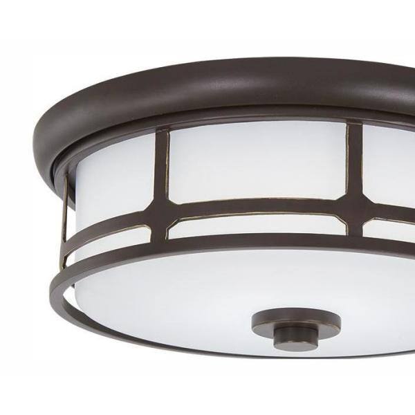 Hampton Bay Portland Court 14 in. 1-Light Oil Rubbed Bronze with Gold Highlights LED Flush Mount 23984