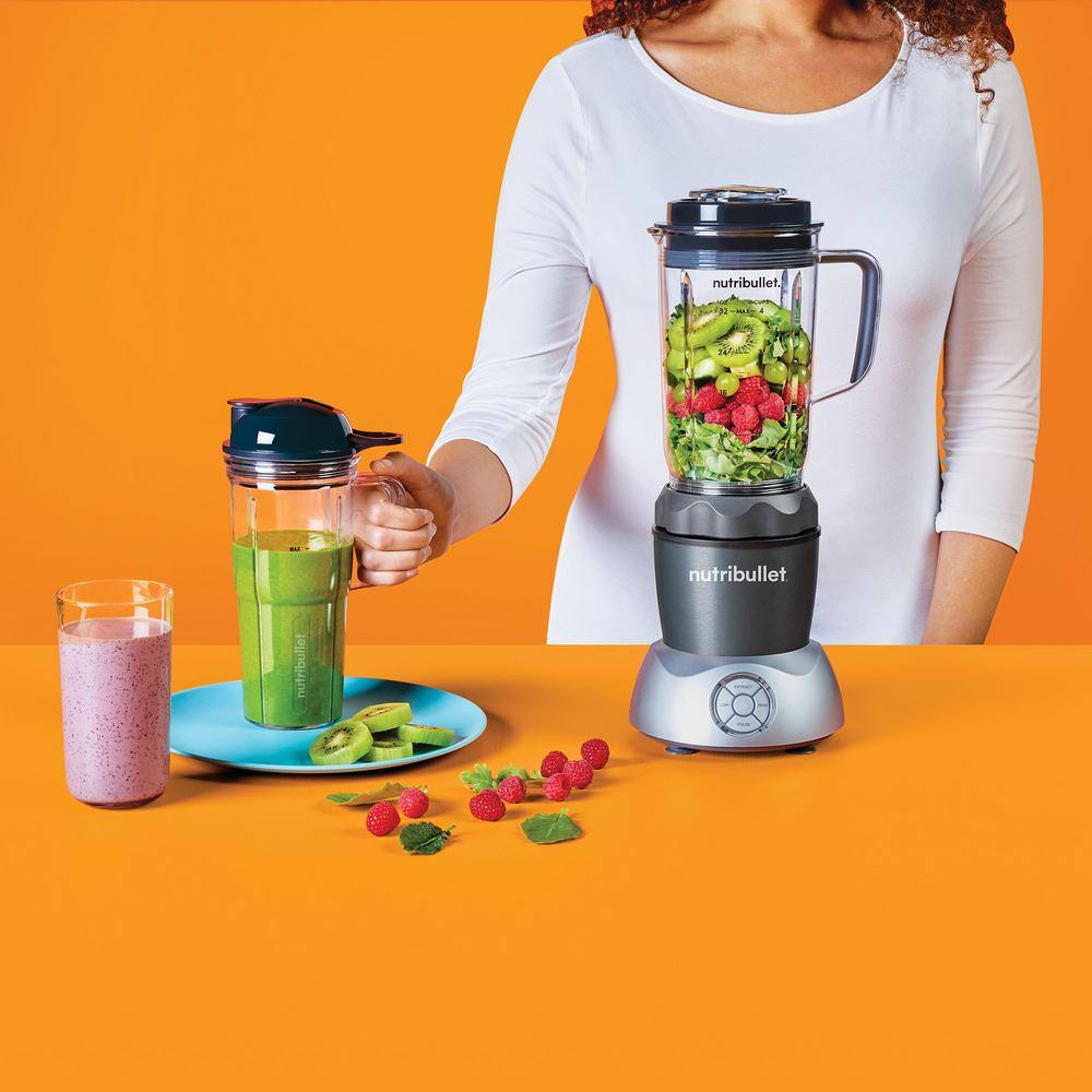 NutriBullet Select 32 oz. 2-Speed Gray Blender with Additional Pitcher and Lids NB-50200