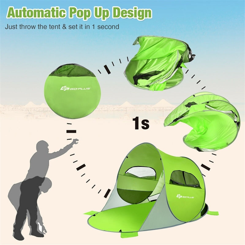 Pop Up Beach Tent Anti-UV UPF 50+ Portable Sun Shade Shelter