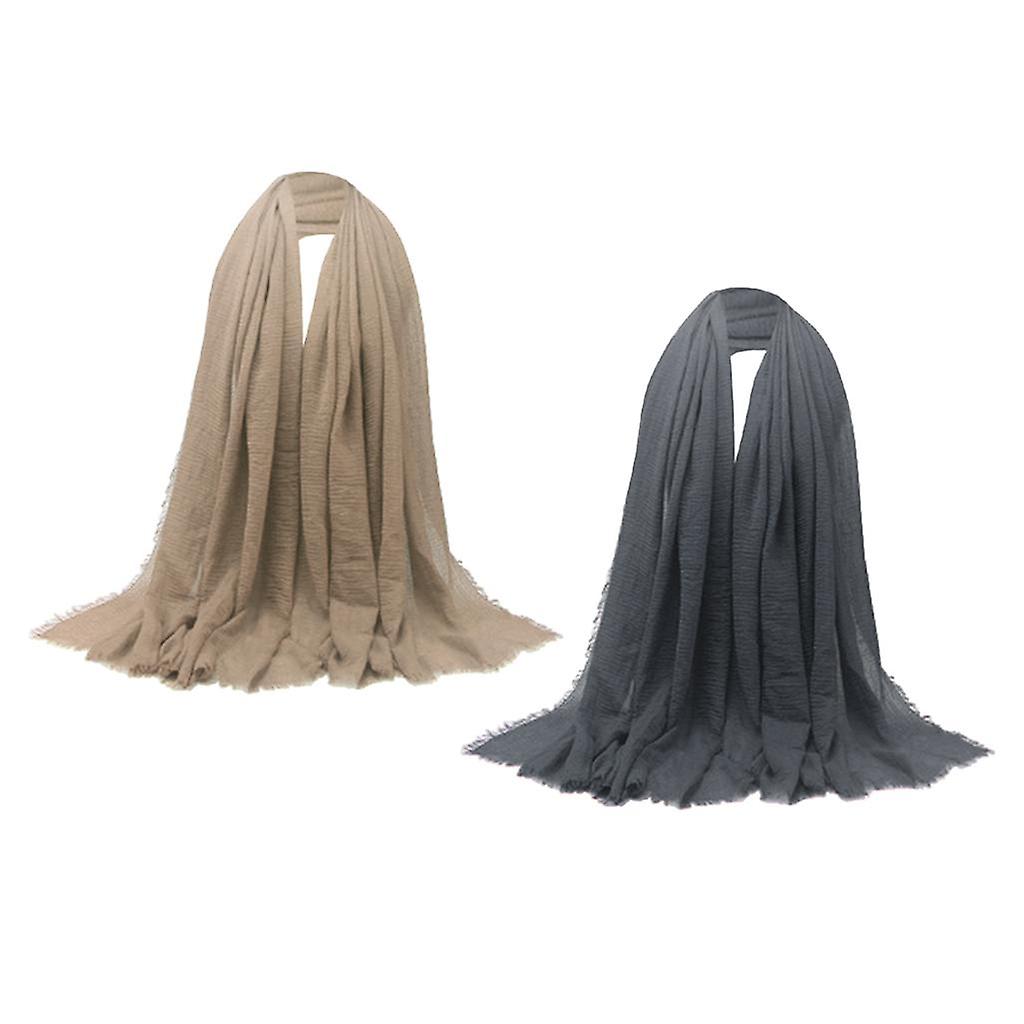 Women Wrinkle Scarf Crinkle Muslim Hijab Scarves Long Wrap Scarf 2packs