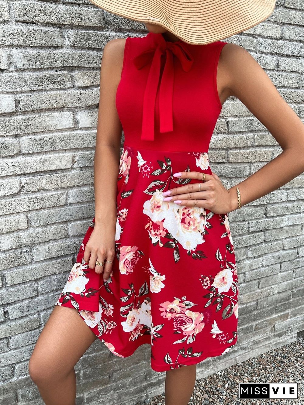 Women's Summer Dress New Print Floral Print Sleeveless Bodycon Dress High Waist Boho Beach Dress Vestido Feminino