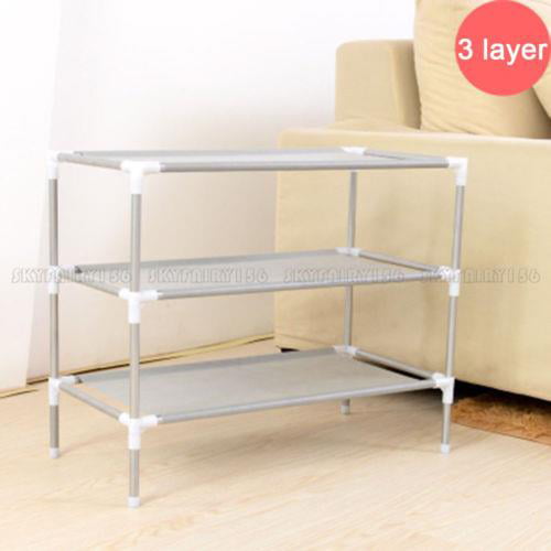 Ktaxon Closet 3 Tier Shoe Rack Shoe Shelf Storage Organizer Space Saving for Entryway Bedroom Dorm Gray