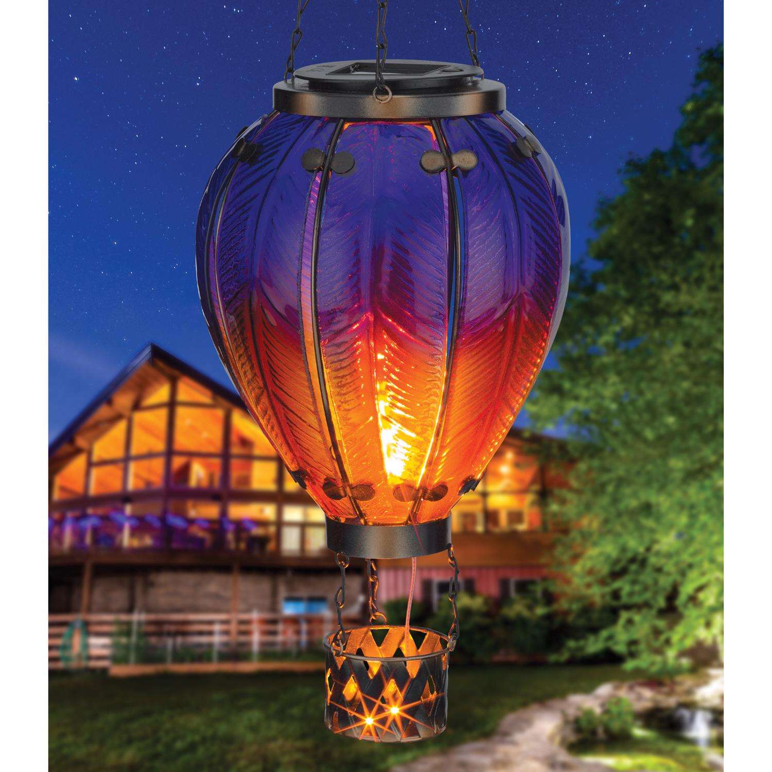 Regal Art and Gift Purple Glass/Metal 23.5 in. H Hot Air Balloon Lantern