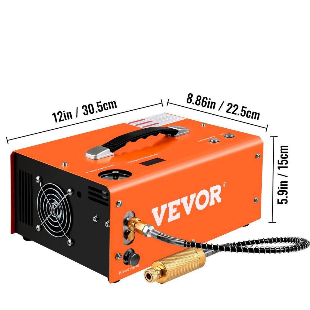 VEVOR PCP Air Rifle Pump 0.4 Gal. 4500 PSI Portable Electric Pancake Air Compressor 110220-Volt AC with Built-in AdapterFan G220V110V12V-8ZGGV1