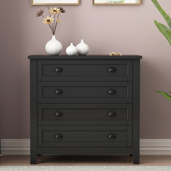 4-Drawer Dresser， Modern Chest of Drawers， Storage Chest Cabinet Nightstand for Living Room Bedroom - - 37152560