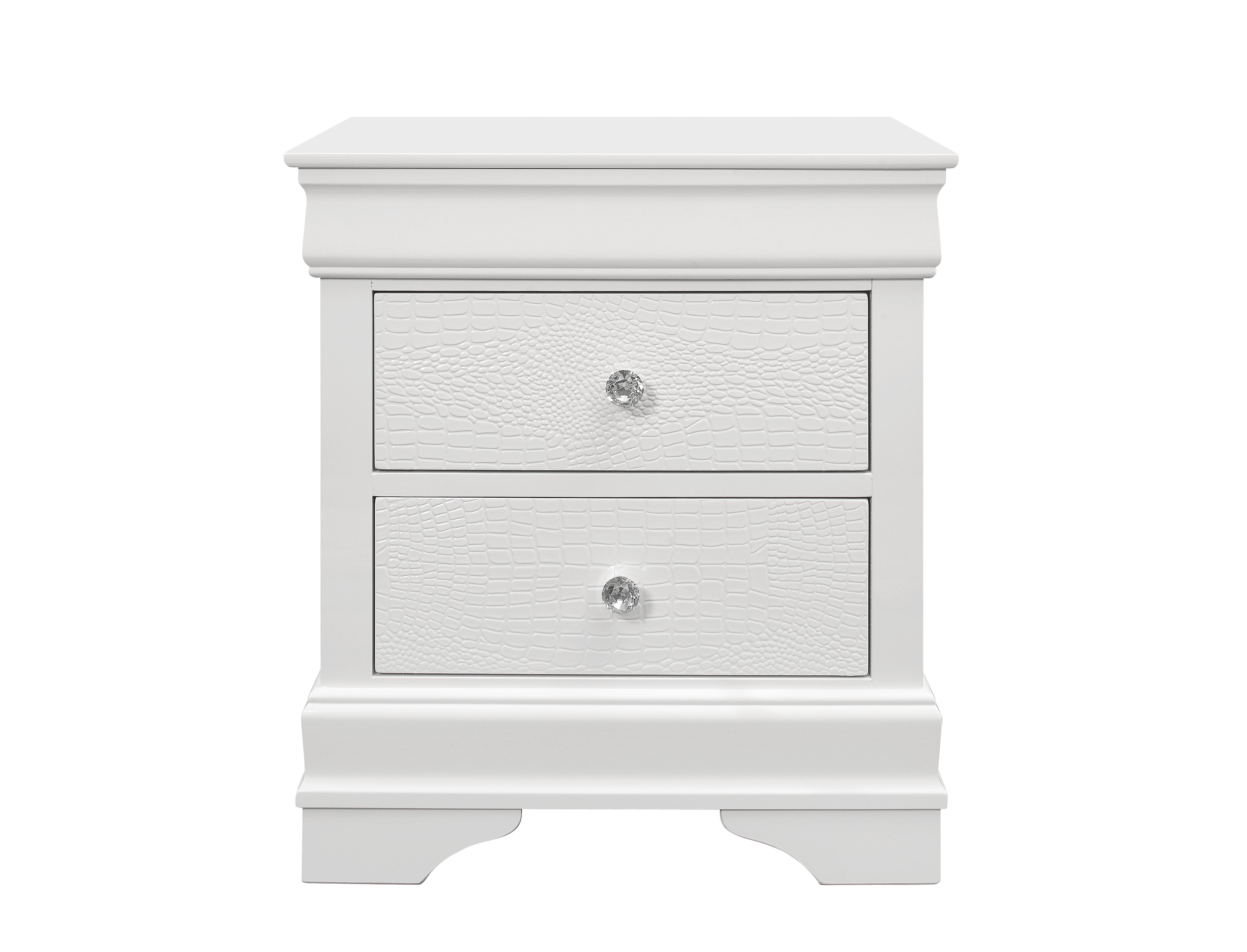 Global Furniture USA Pompei Metallic White Nightstand