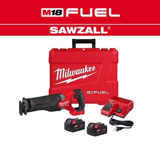 MW M18 FUEL 18V Lithium-Ion Brushless Cordless SAWZALL Reciprocating Saw Kit wTwo 5.0 Ah Batteries Charger  Hard Case 2821-22