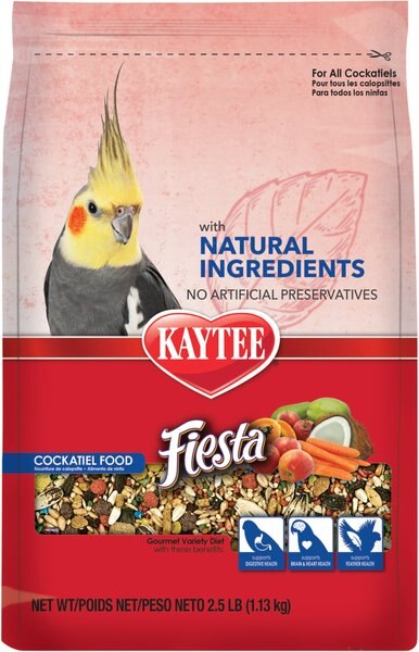 Kaytee Fiesta Natural Ingredients Cockatiel Bird Food， 4.5-lb bag