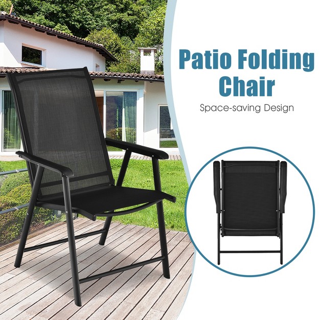 Tangkula 4pcs Patio Dining Chairs Lawn Chair With Armrest Portable Folding Chairs For Camping