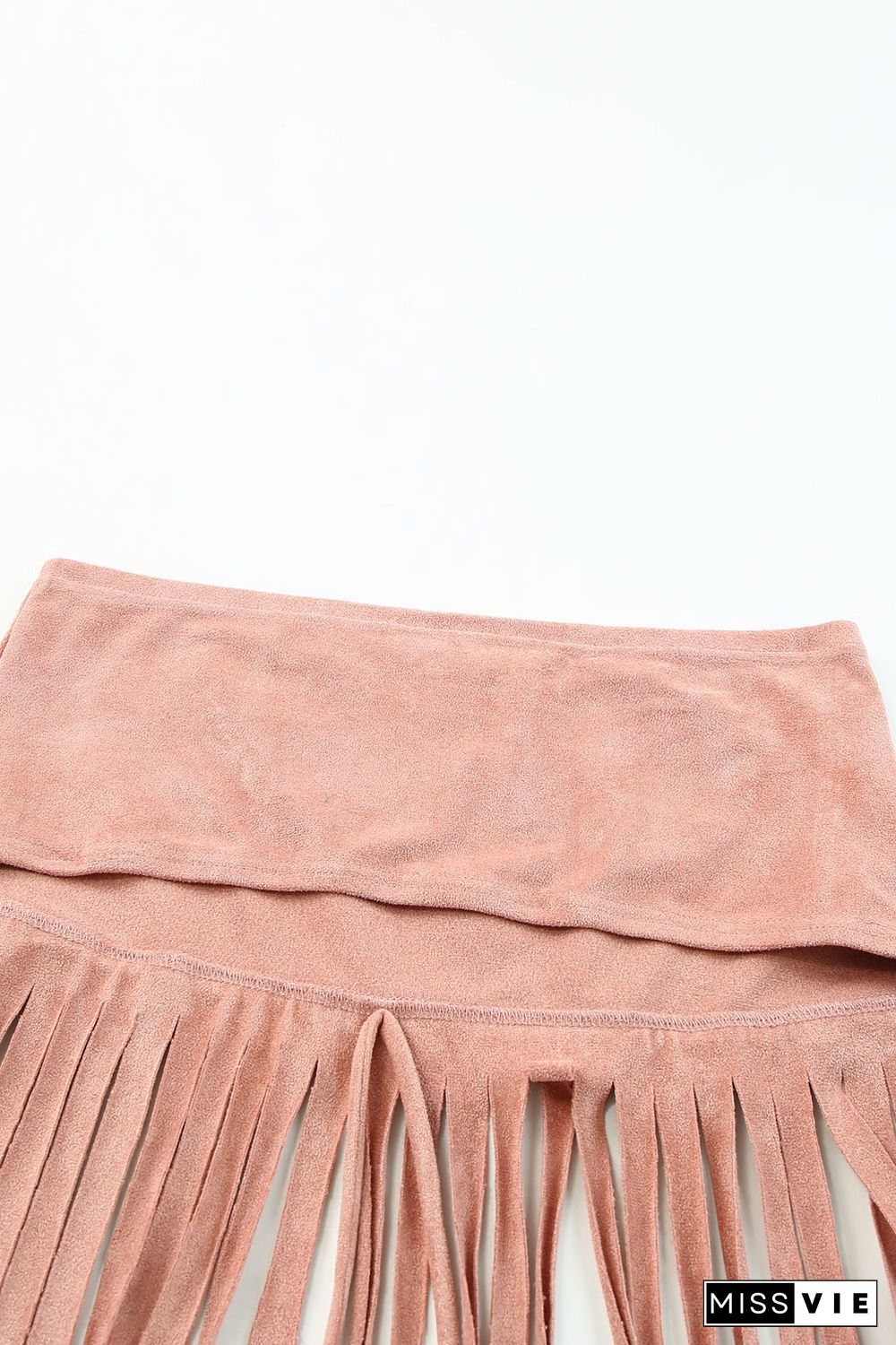 Pink Tassel Drawstring Bandeau Crop Tank Top