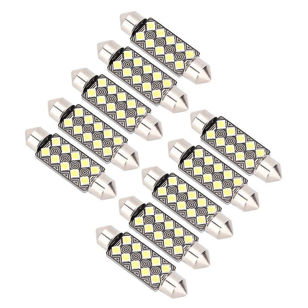 10pcs Festoon-3030 41mm 10smd Super Bright Led Dome Lights License Plate Lamp Roof Light Bulbs