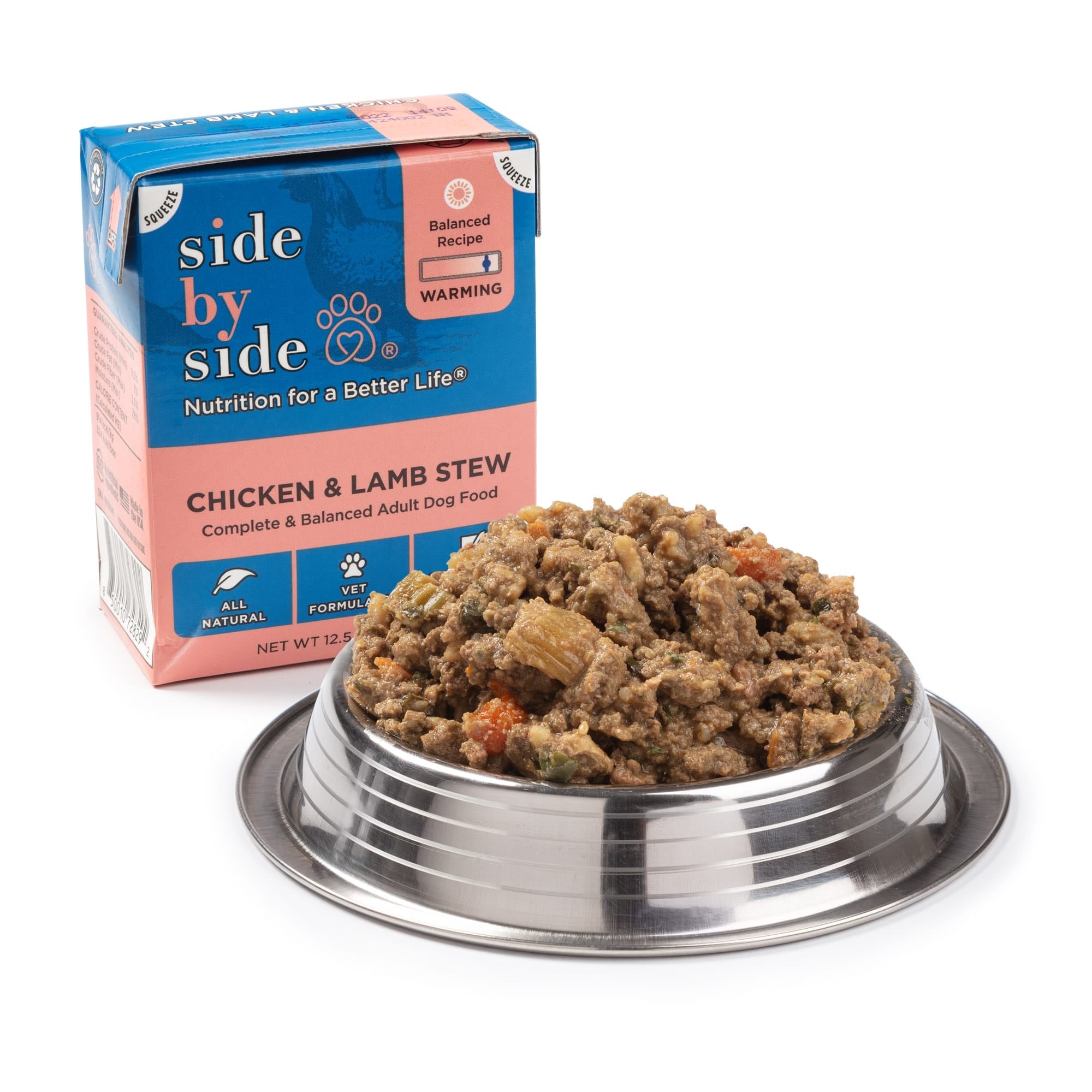 Side By Side Warming Chicken and Lamb Hearty Tetra Stews For Dog