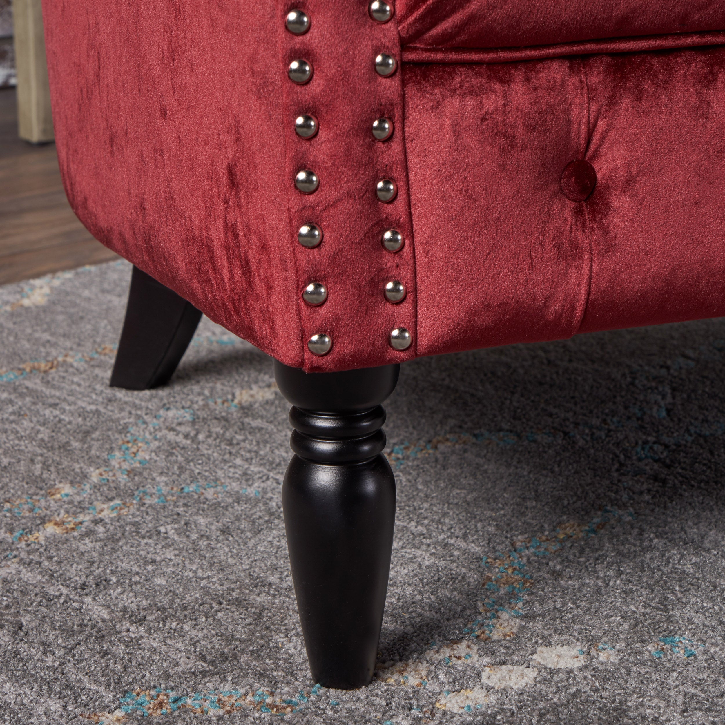 Melaina Tufted Scroll Arm New Velvet Loveseat