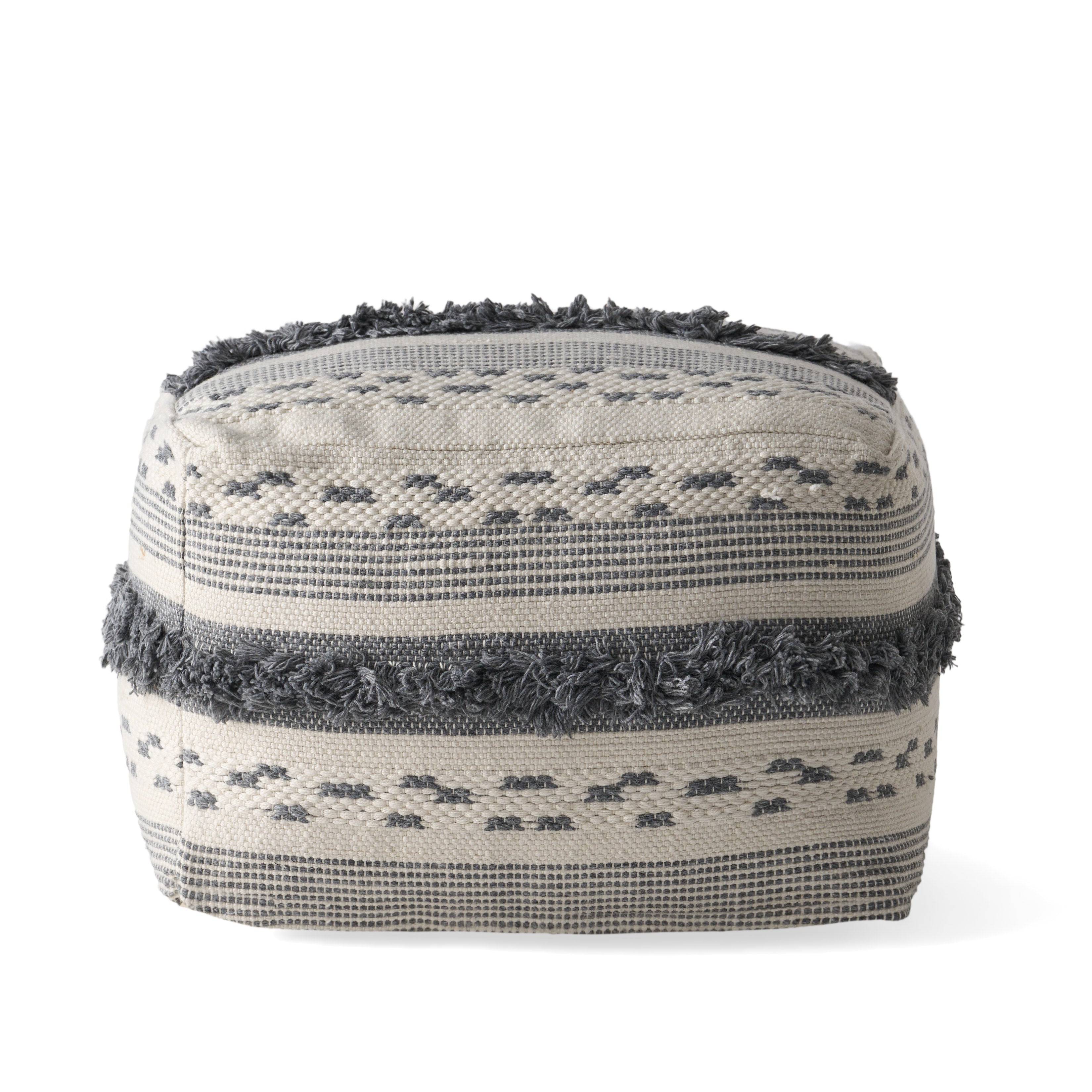 Evanora Contemporary Faux Yarn Pouf Ottoman