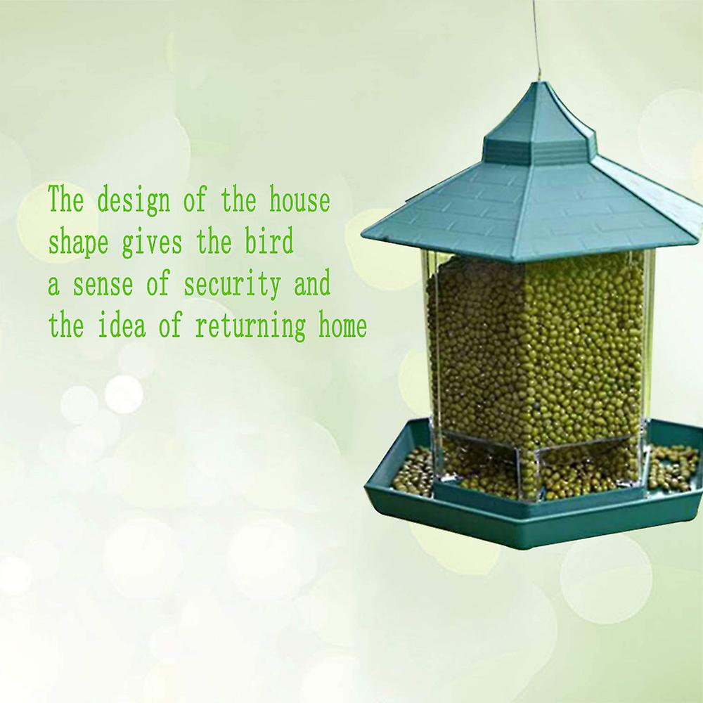 Outdoor Waterproof Large Capacity Pavilion Shape Suspensible Bird Feeder No.291861