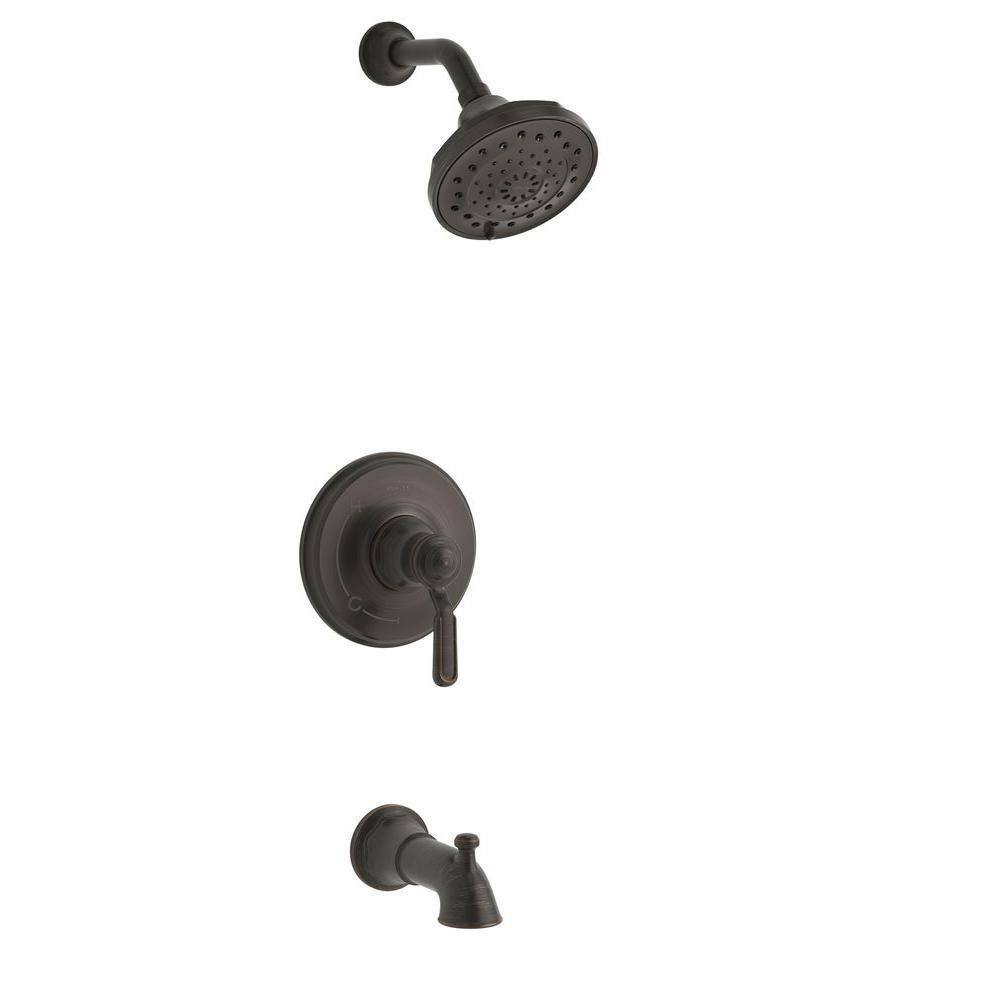 KOHLER Worth Single-Handle 3-Spray Tub and Shower Faucet in Oil Rubbed Bronze (Valve Included) K-R76258-4E-2BZ