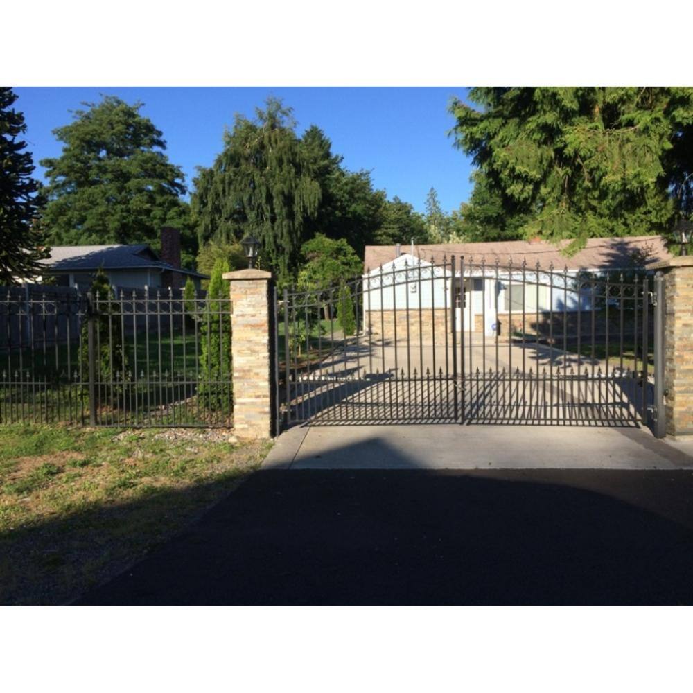 ALEKO Prague Style 16 ft. x 6 ft. Black Steel Dual Driveway Fence Gate DG16PRAD-HD