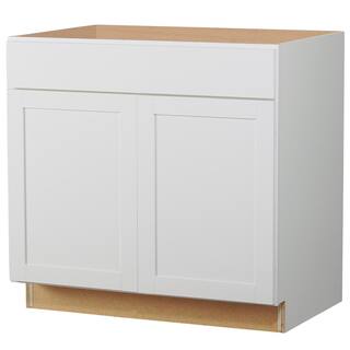 Hampton Bay Westfield Feather White Shaker Stock Assembled Base Kitchen Cabinet (36 in. W x 23.75 in. D x 35 in. H) F11B36B