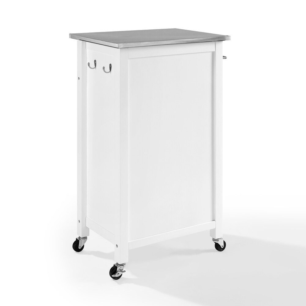 Crosley Savannah White Compact Kitchen Island Cart with Stainless Steel Top   37\