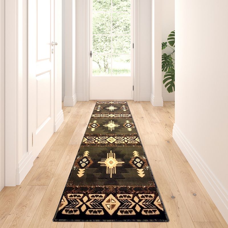 Masada Rugs Masada Rugs 2'x7' Southwest Native American Runner Rug - Design C318 Sage Green