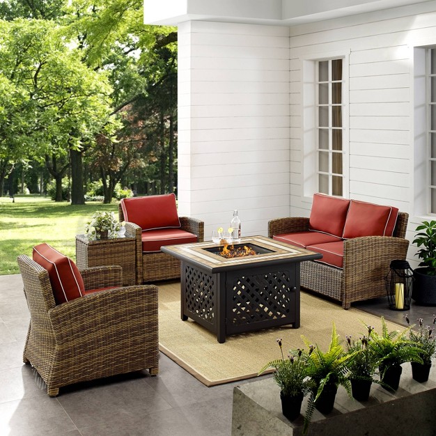 Crosley 5pc Bradenton Steel Outdoor Patio Fire Pit Furniture Set