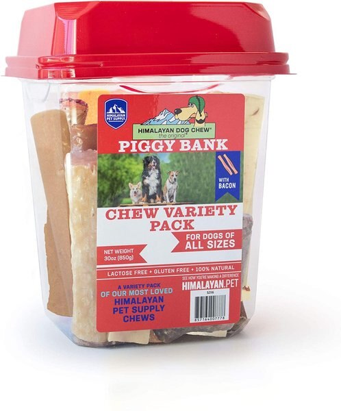 Himalayan Pet Supply Piggy Bank Bacon Dog Treats， 32-oz tub