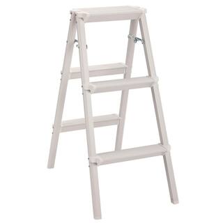 BirdRock Home 2.5 ft. 3-Step Silver Compact Steel Step Ladder 8 ft. Reach 11697